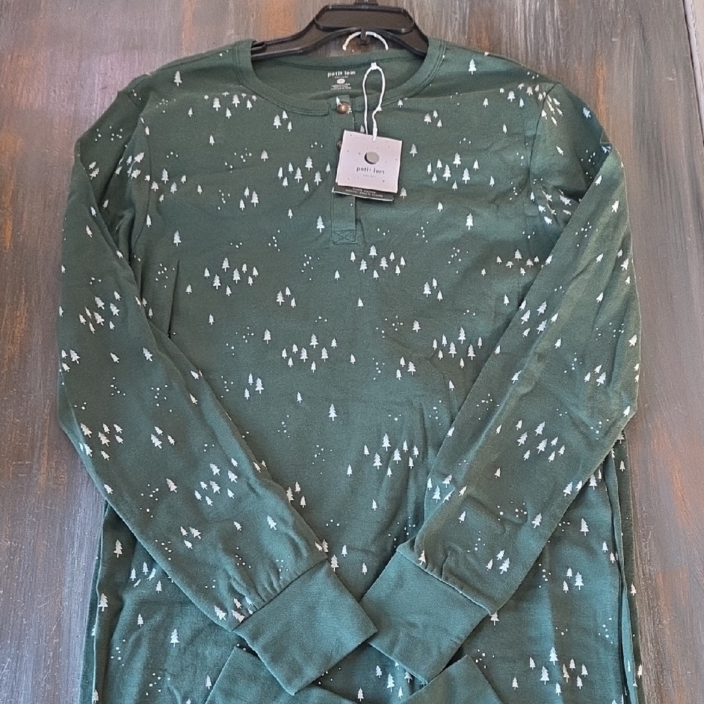 Petit Lem Small Men's S Forest Green Christmas Tree Print Pajama Set